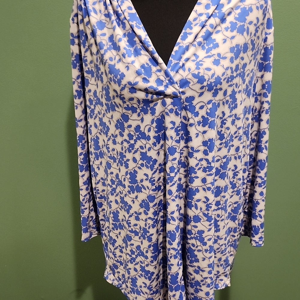Charter Club Blue and White Floral Blouse